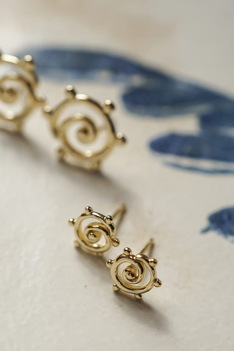 Daisy London Gold Plated Spiral Sun Mini Stud Earrings