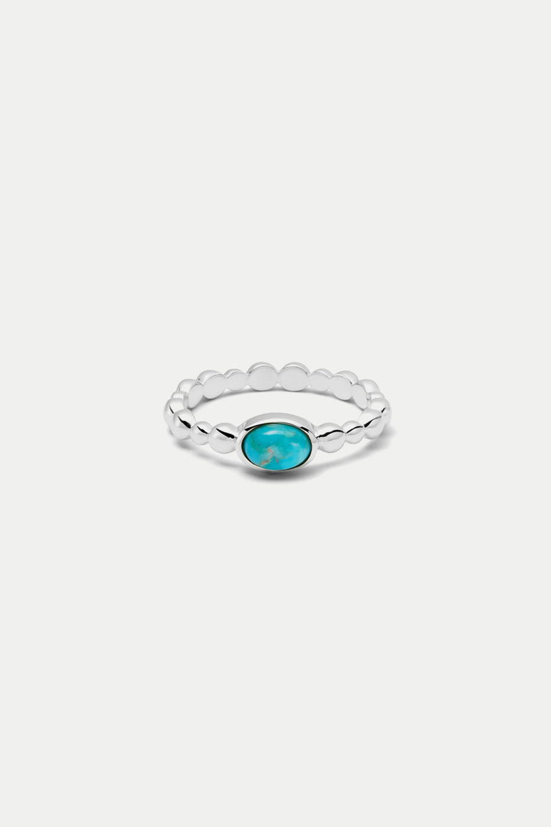 Daisy London Silver Turquoise Healing Stone Bobble Ring