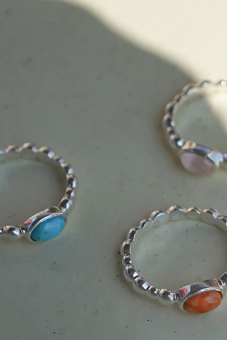 Daisy London Silver Turquoise Healing Stone Bobble Ring