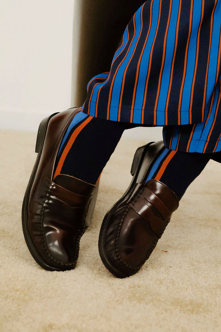 The Tiny Big Sister Navy Striped Socks