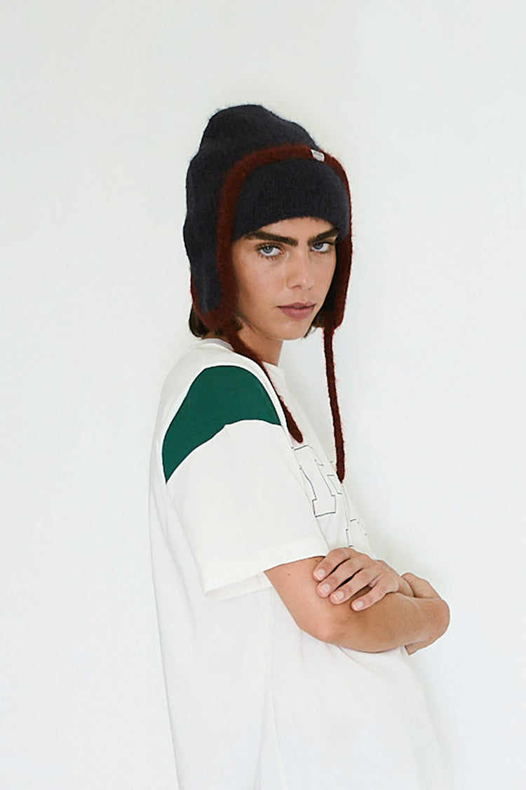 The Tiny Big Sister Navy Earflap Beanie