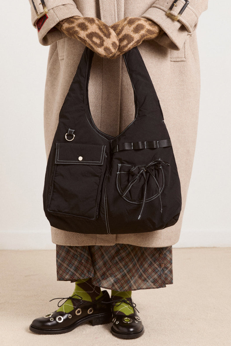 Damson Madder Black Multi Pocket Roisin Bag