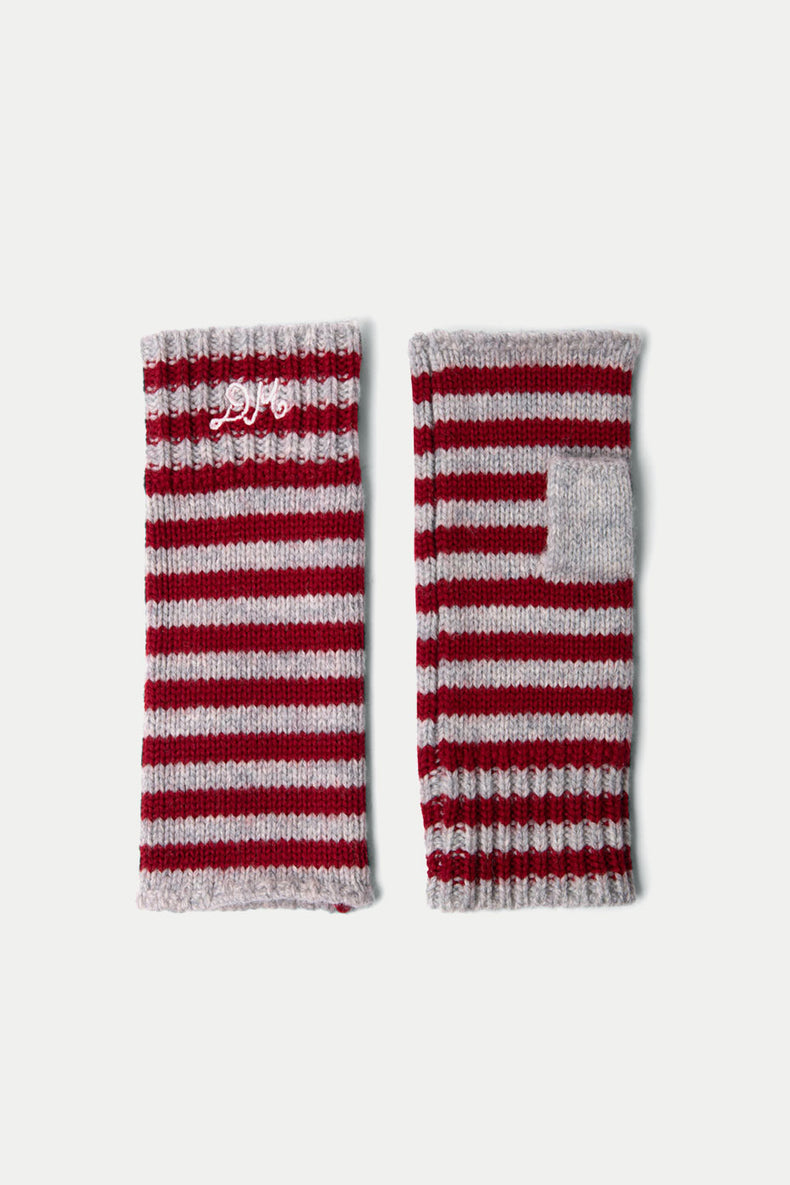Damson Madder Multi Red Burgundy Stripe Mittens