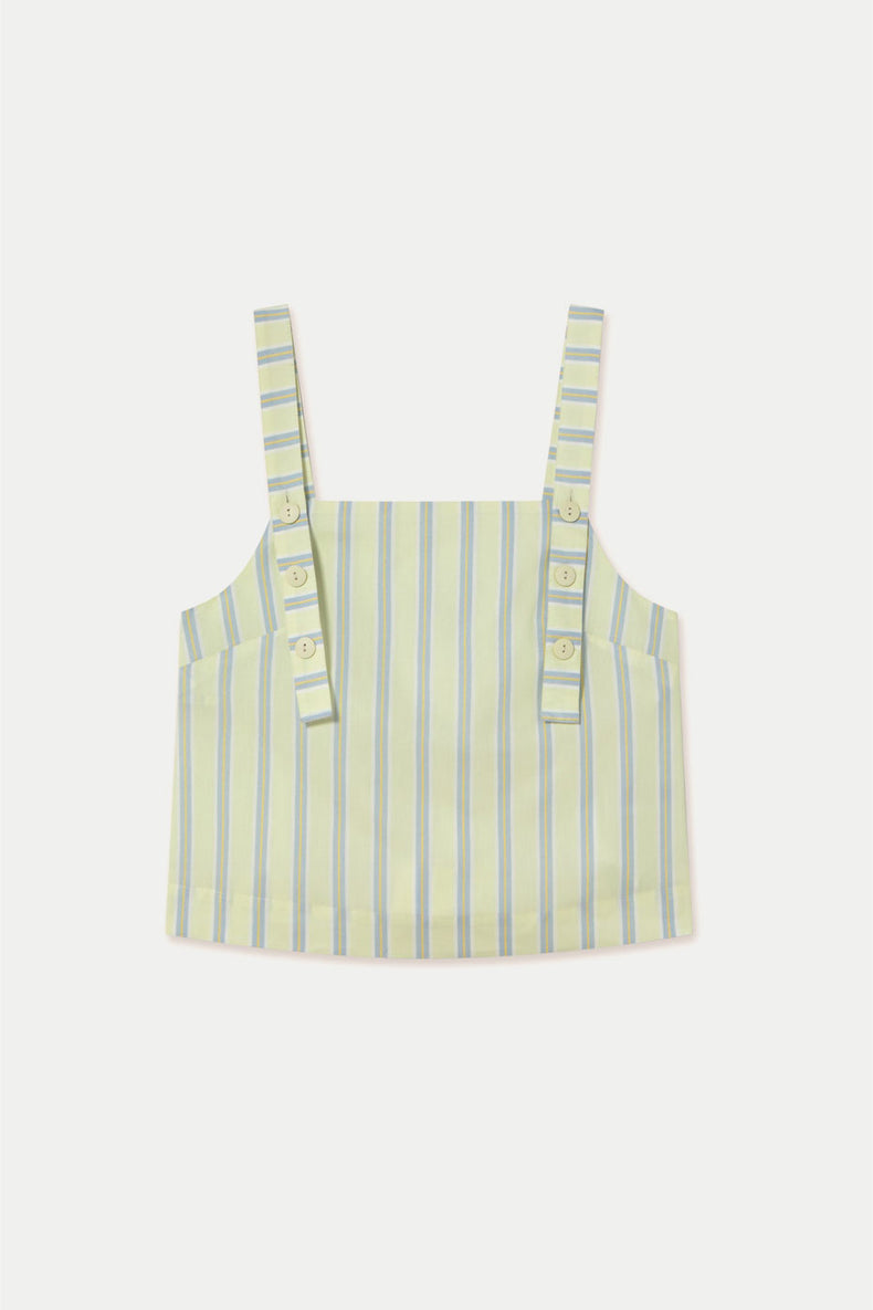 The Tiny Big Sister Pastel Yellow Stripes Buttons Top