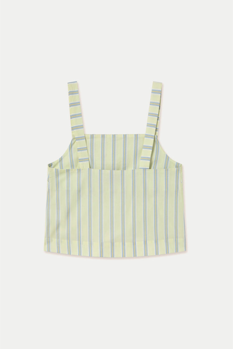 The Tiny Big Sister Pastel Yellow Stripes Buttons Top