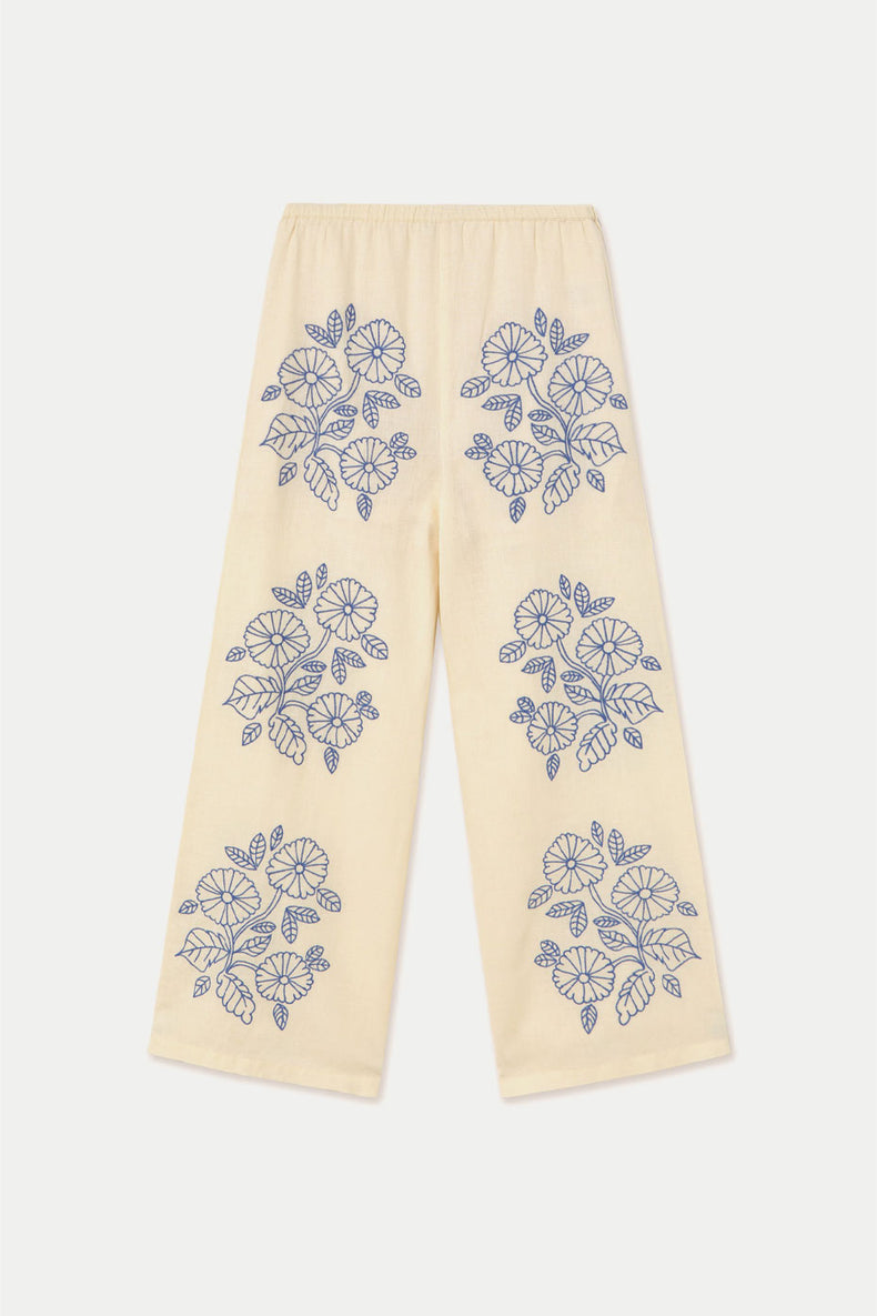 The Tiny Big Sister Light Cream Embroidered Trousers
