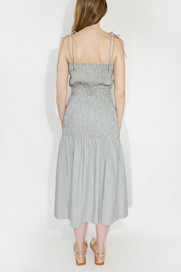 The Tiny Big Sister Dark Vanilla Azure Check Cropped Top