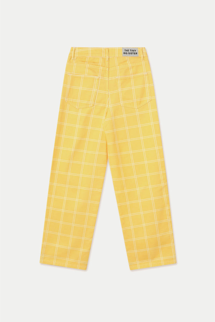 The Tiny Big Sister Mellow Yellow Check Berta Long Denim