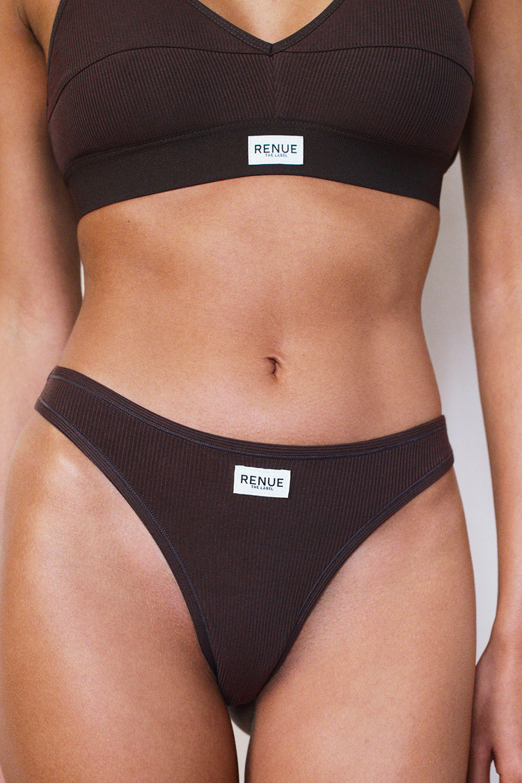 Renue Espresso Ribbed Tencel Thong