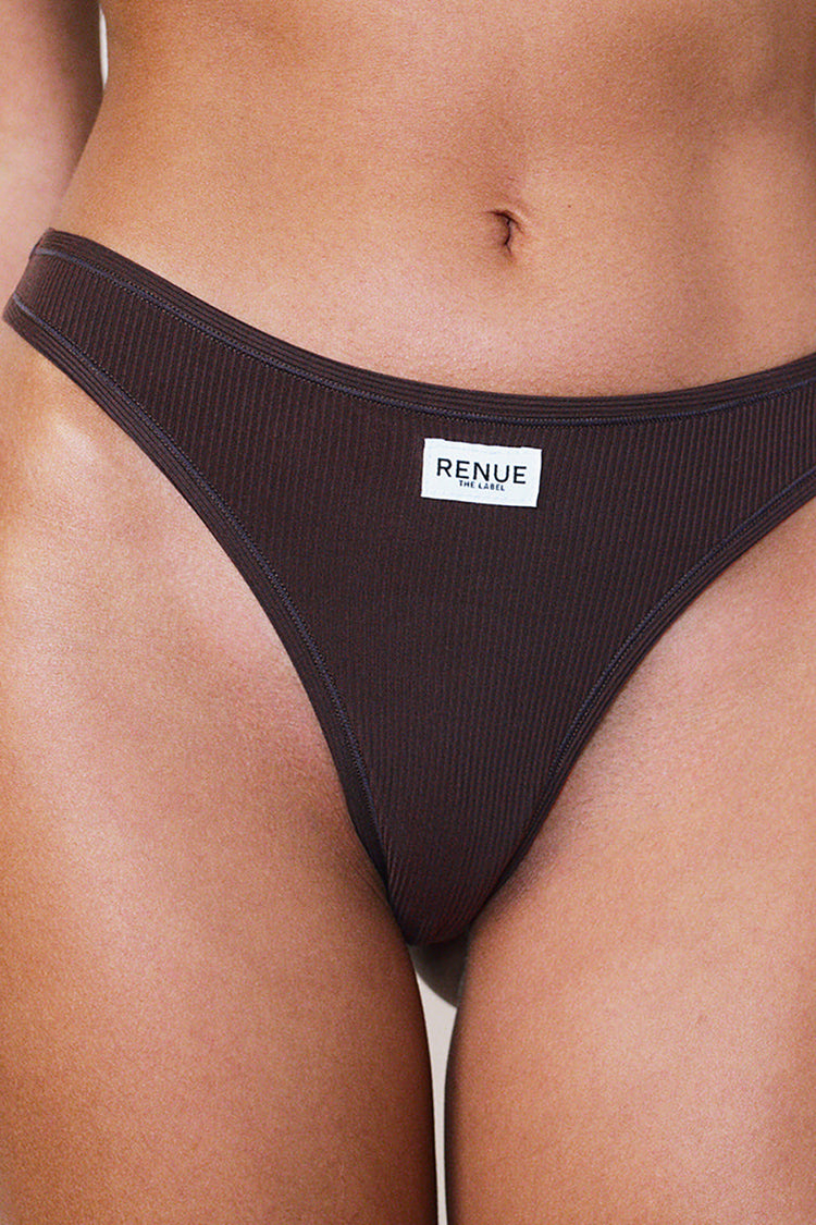 Renue Espresso Ribbed Tencel Thong