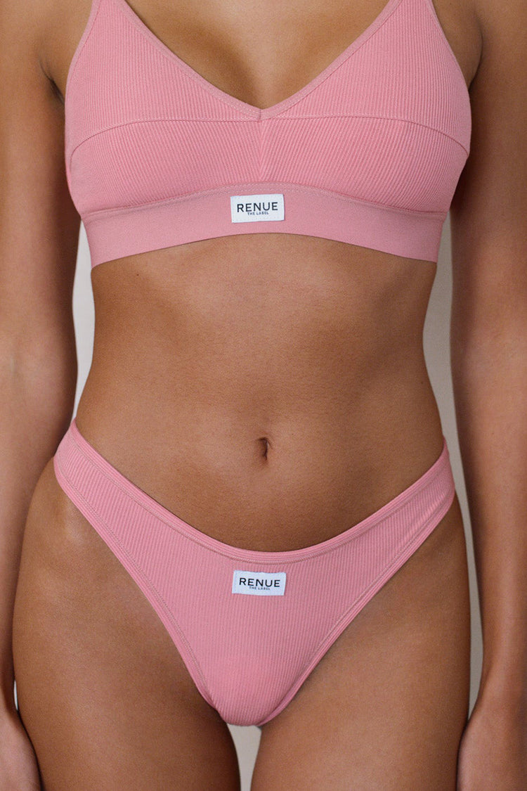 Renue Dusty Pink Ribbed Tencel Thong
