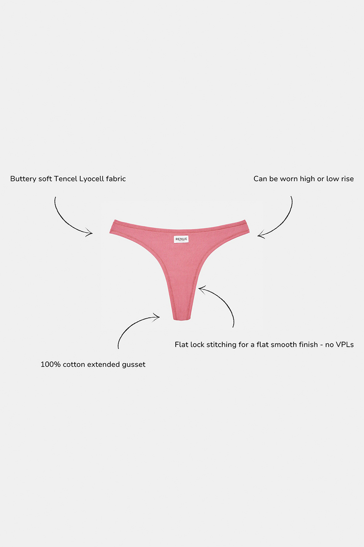 Renue Dusty Pink Ribbed Tencel Thong