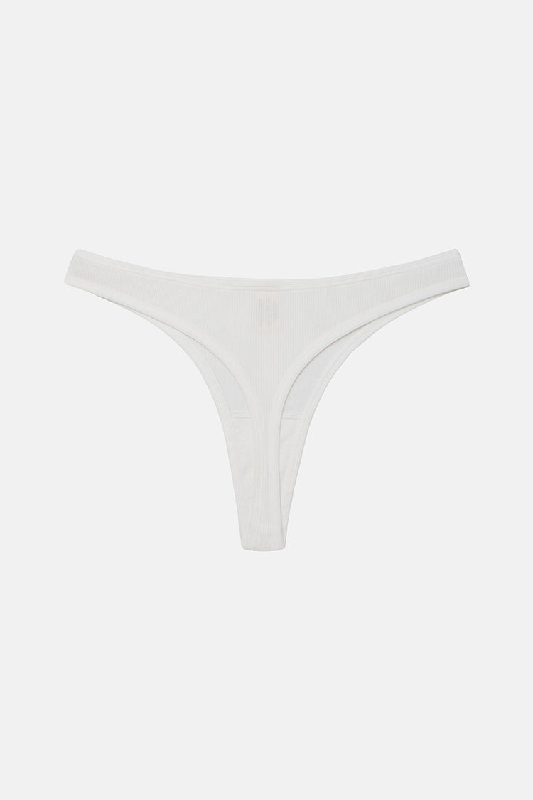 Renue White Ribbed Tencel Thong