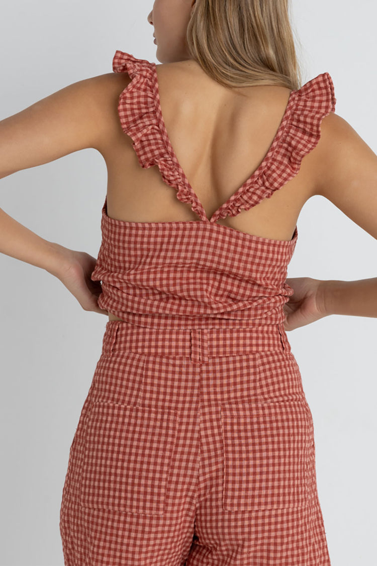 Rhythm Red Lola Check Cami Top