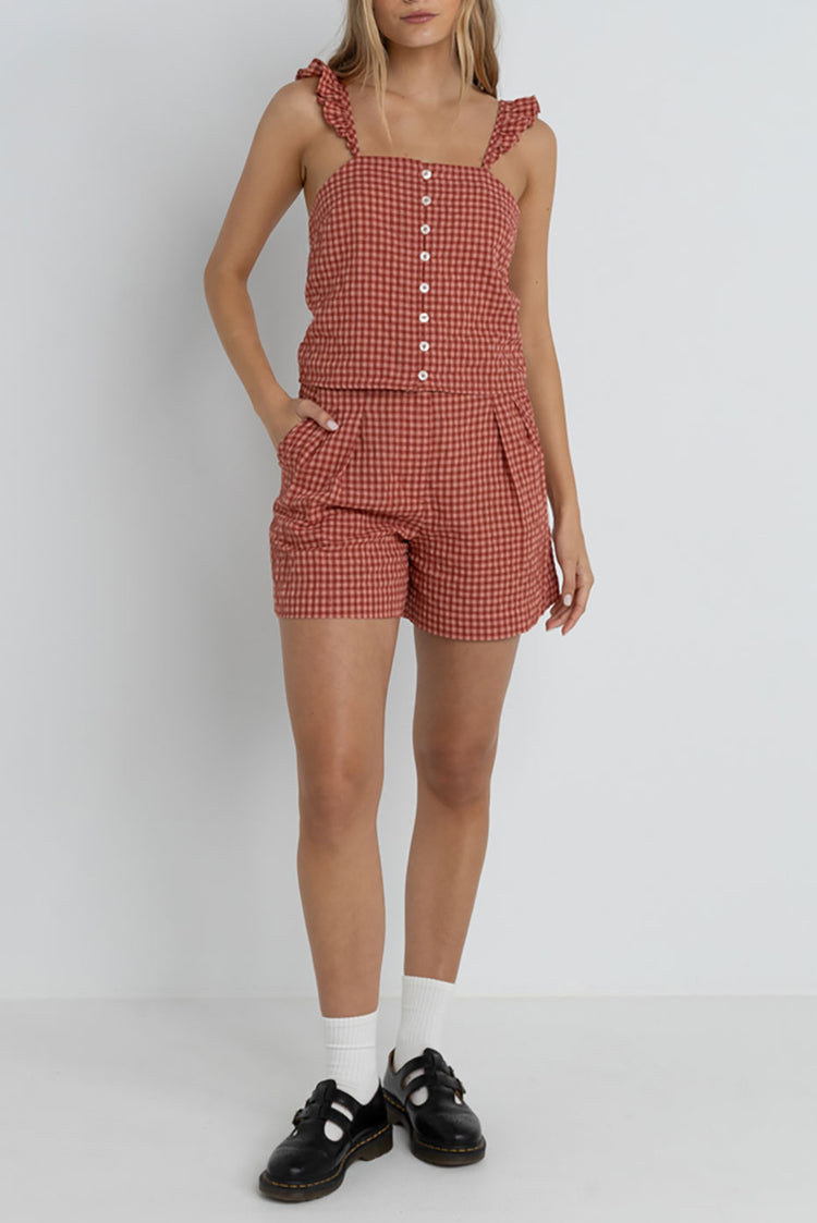 Rhythm Red Lola Check Cami Top