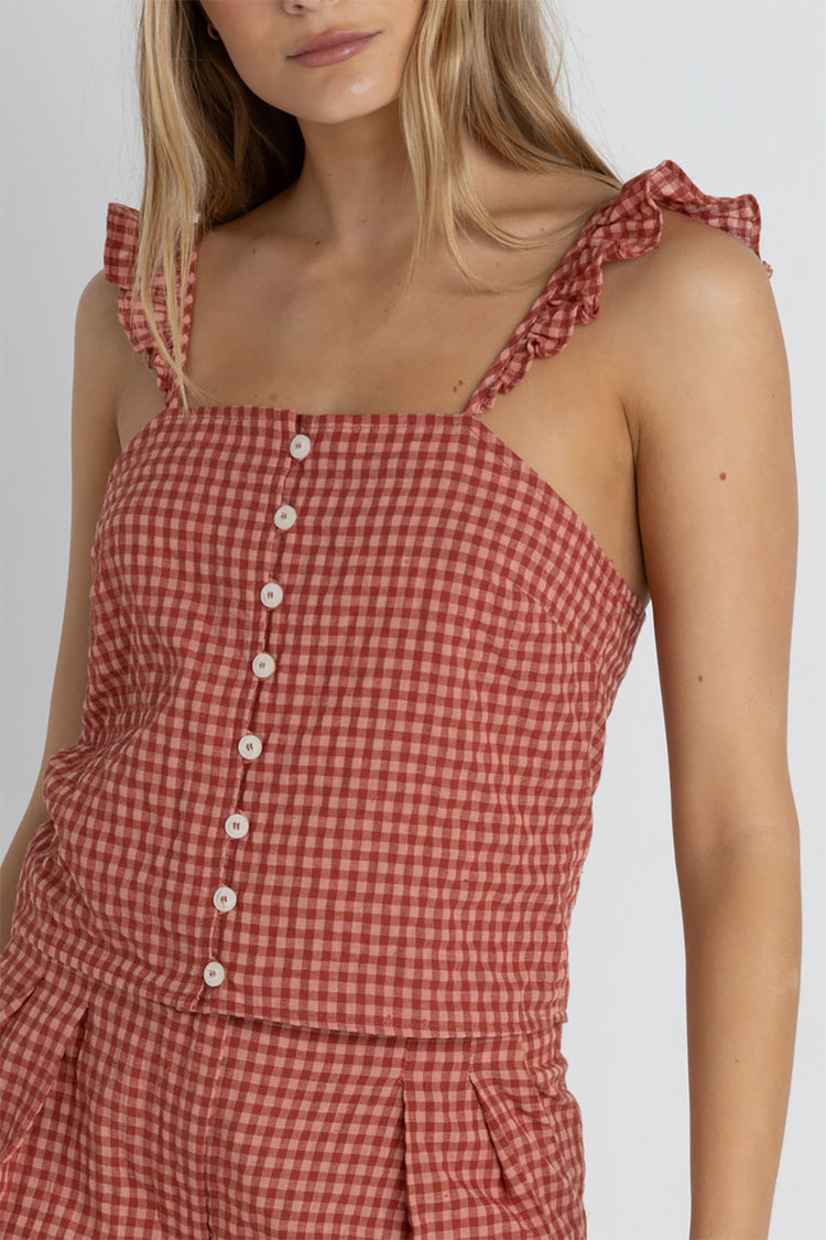 Rhythm Red Lola Check Cami Top