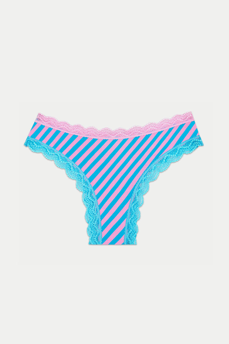 Stripe & Stare Blue Lollipop Stripe Brazilian Knicker