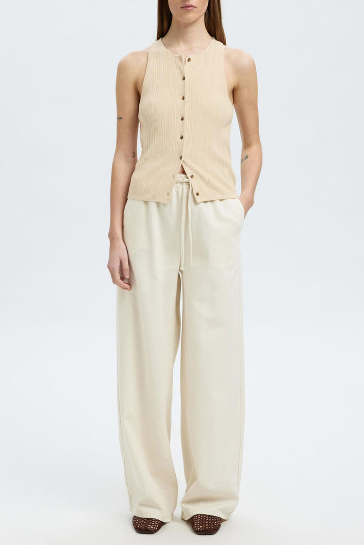 Selected Femme Birch Trixie Knit Button Top