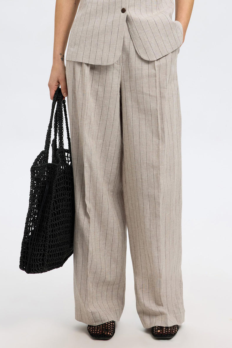 Selected Femme Oatmeal Vilka Extra Wide Pants