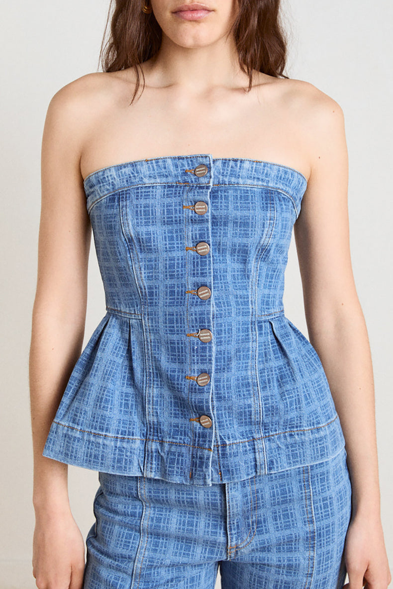 Damson Madder Blue Denim Eloise Top