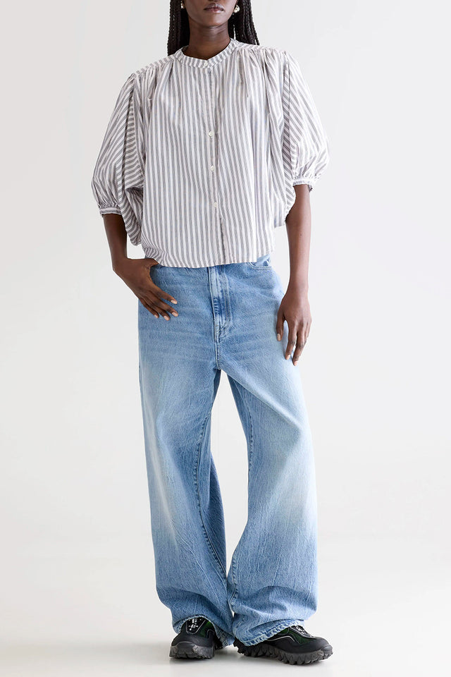 Bellerose Stripe Grey Ink Cropped Blouse