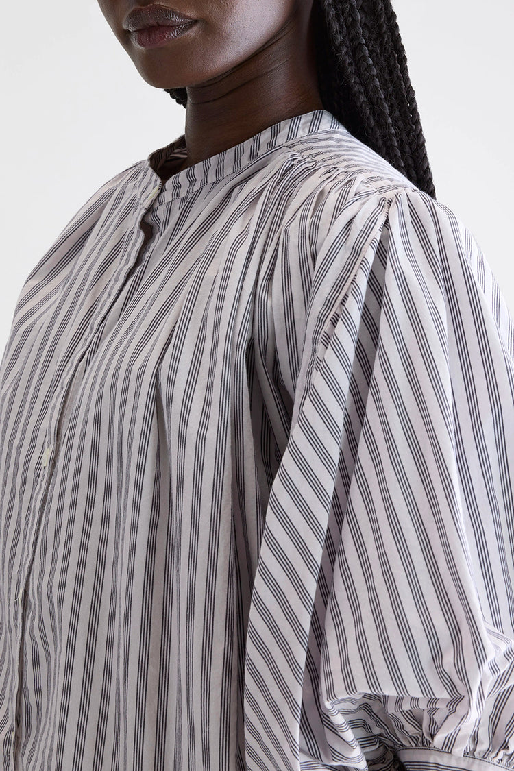 Bellerose Stripe Grey Ink Cropped Blouse