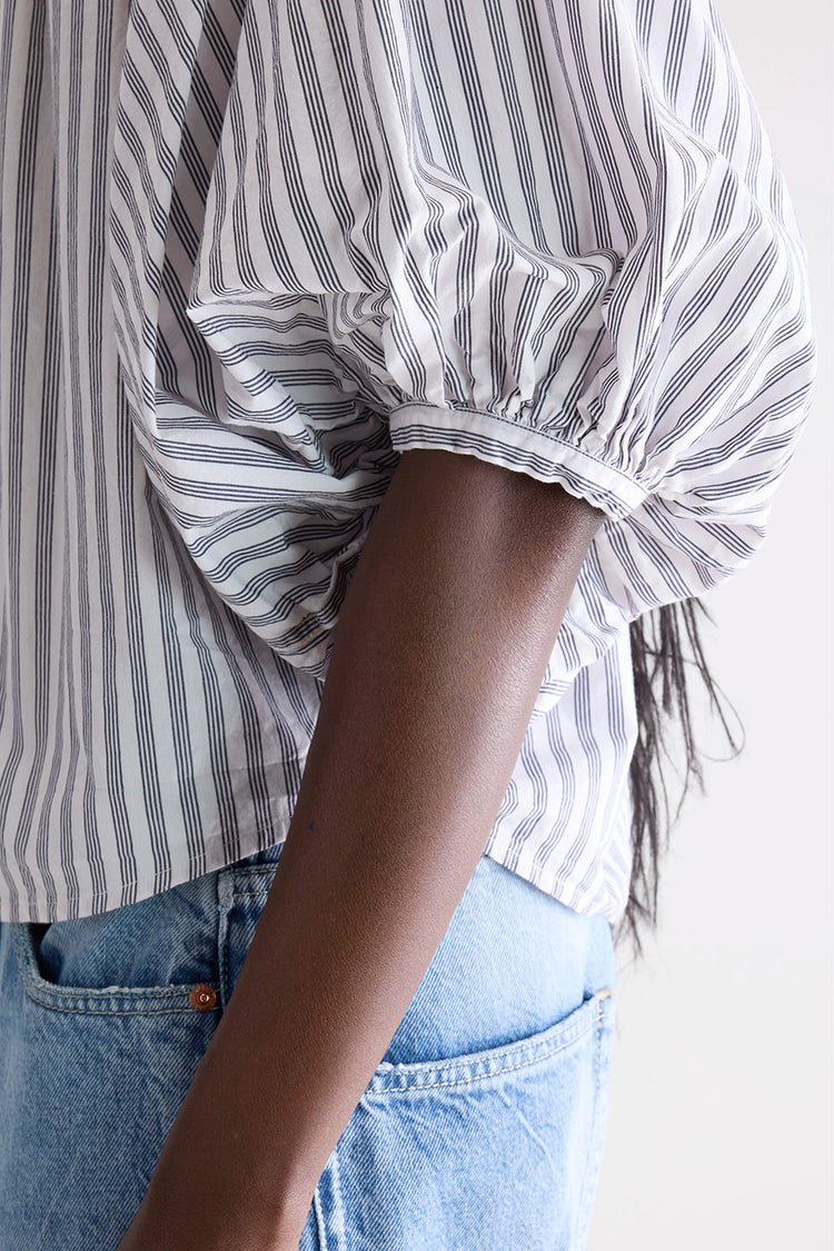 Bellerose Stripe Grey Ink Cropped Blouse