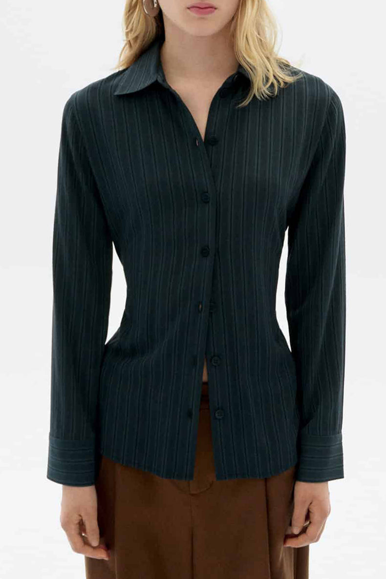 Thinking Mu Dark Green Katha Blouse