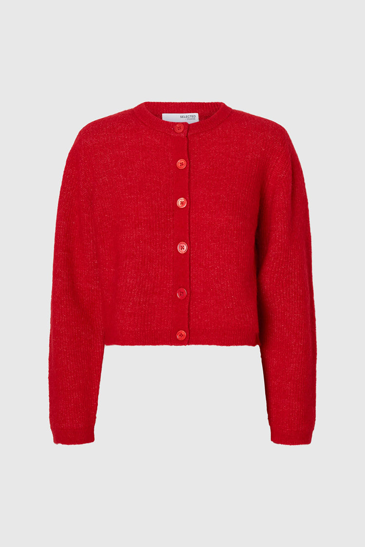 Selected Equestrian Red Sia Ras Knit Cardigan