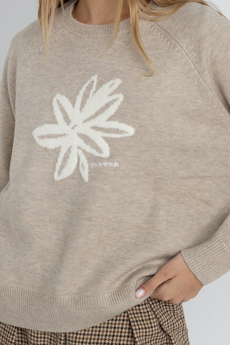 Rhythm Taupe Sanctuary Crew Neck Knit Jumper