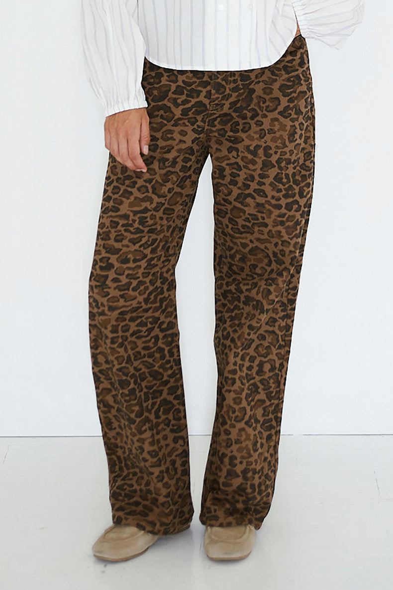 The Tiny Big Sister Mocha Animal Print Berta Denim Jeans