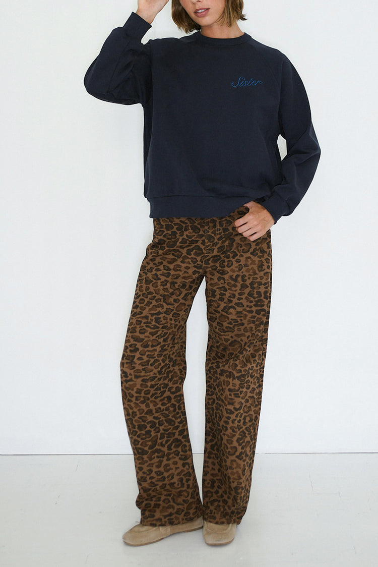 The Tiny Big Sister Mocha Animal Print Berta Denim Jeans