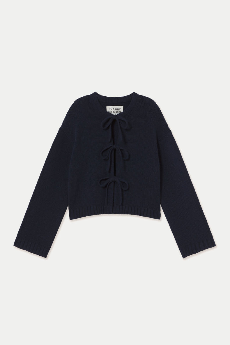 The Tiny Big Sister Navy Tie Detail Cardigan