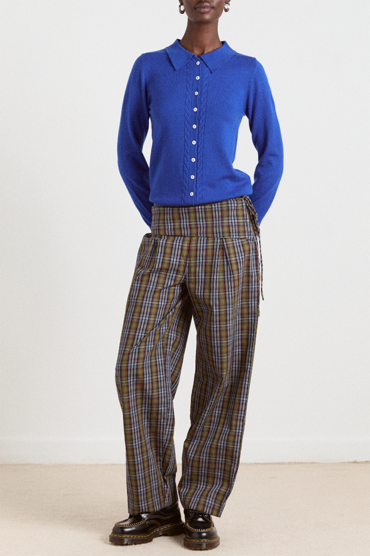 Damson Madder Blue Voula Wool & Cashmere Blend Cardigan