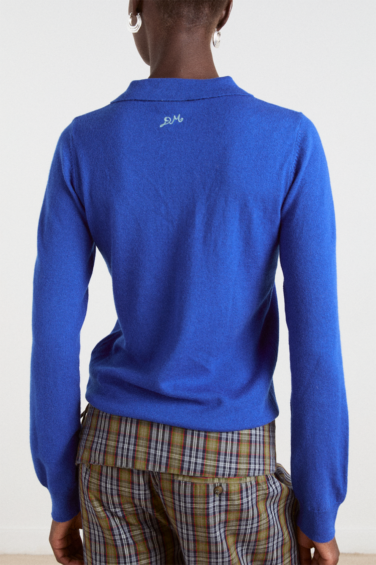 Damson Madder Blue Voula Wool & Cashmere Blend Cardigan