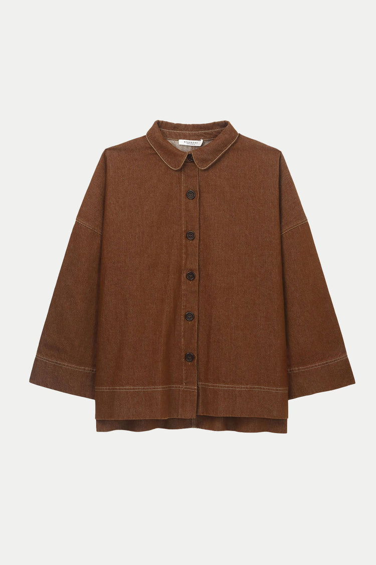 Beaumont Organic Bark Brown Dylan-Leigh Denim Overshirt