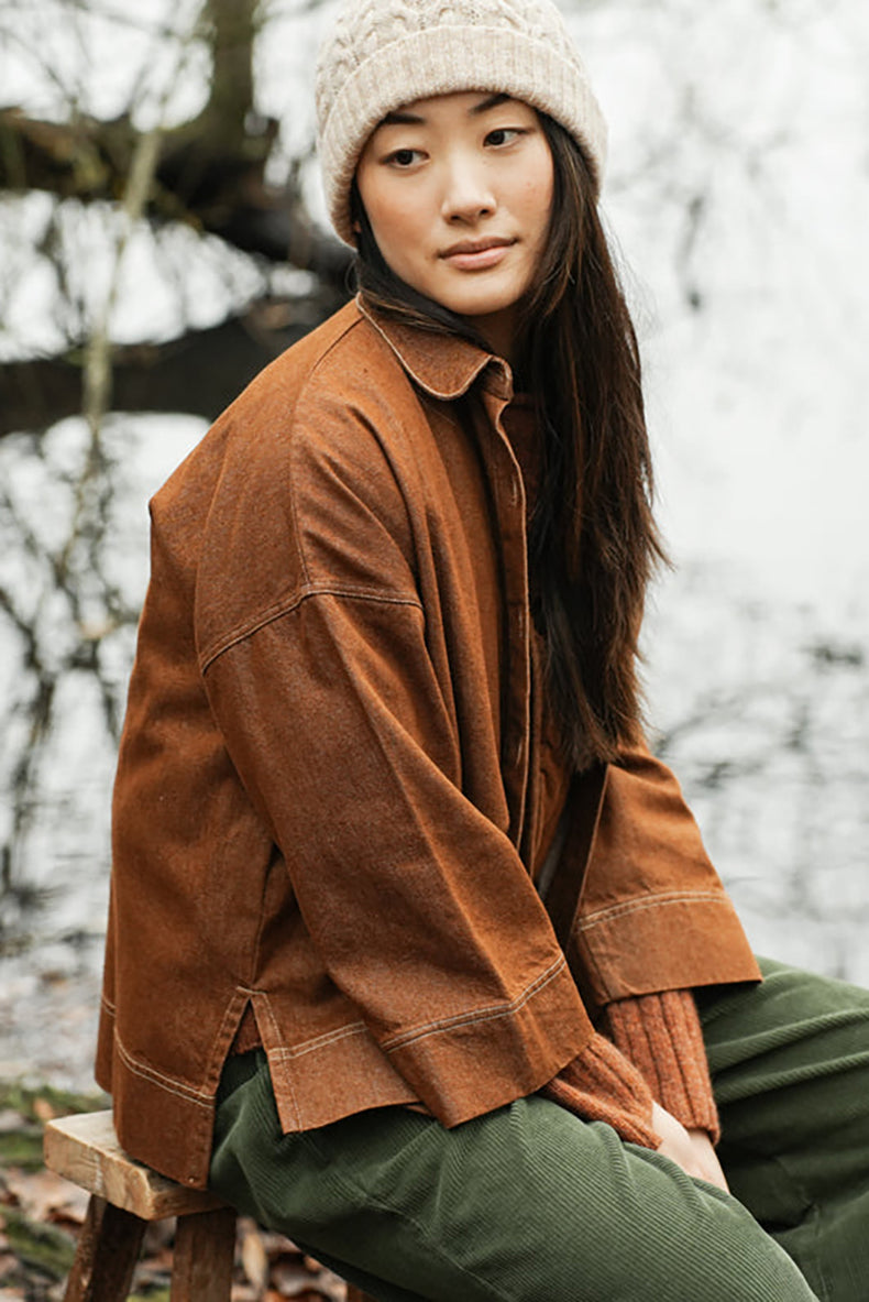 Beaumont Organic Bark Brown Dylan-Leigh Denim Overshirt