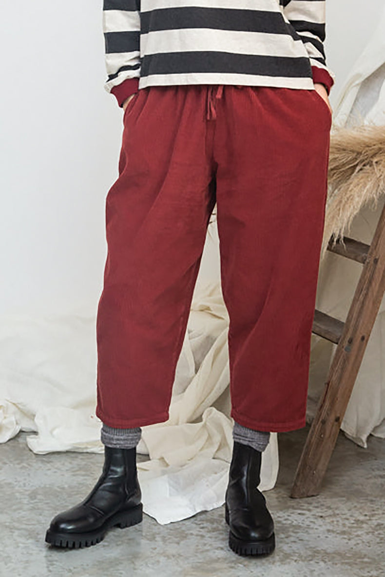 Beaumont Organic Soft Burgundy Cedar Corduroy Trousers