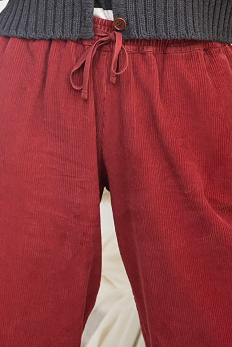 Beaumont Organic Soft Burgundy Cedar Corduroy Trousers