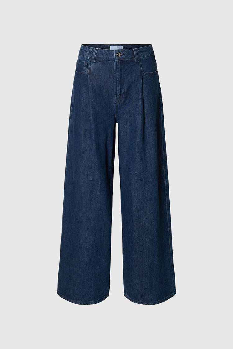 Selected Dark Blue Denim Extra Wide Selma Jeans