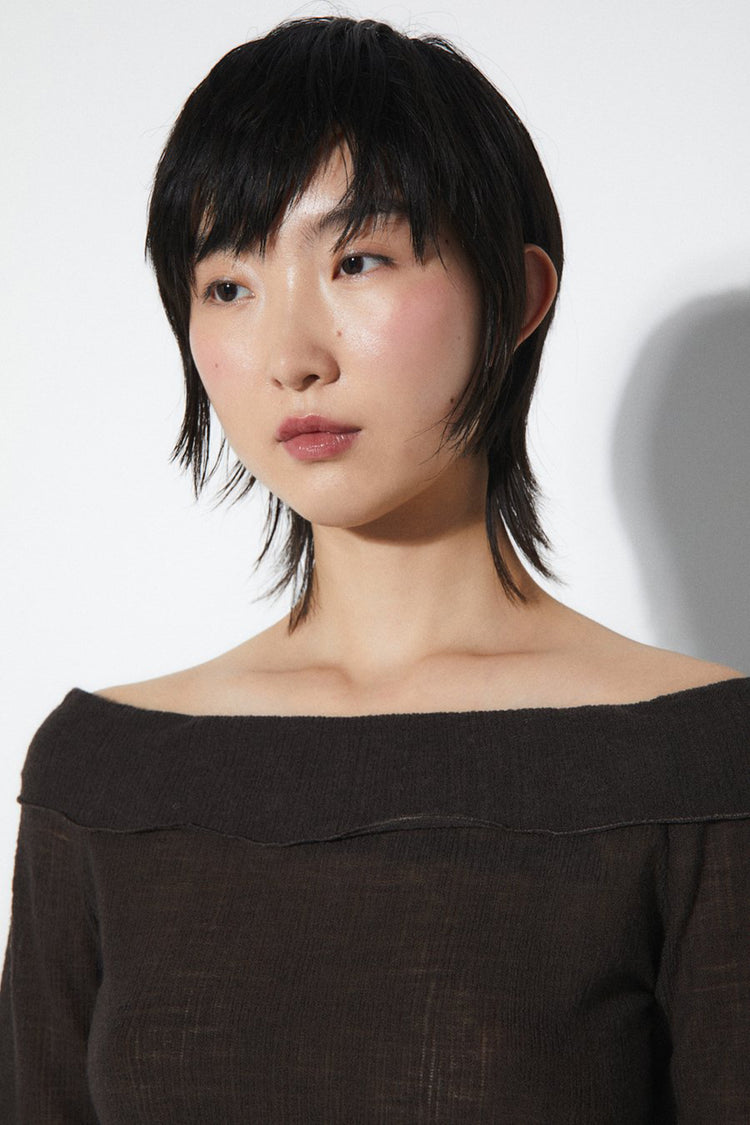 Rita Row Brown Fitted Wool Knit Alana Top