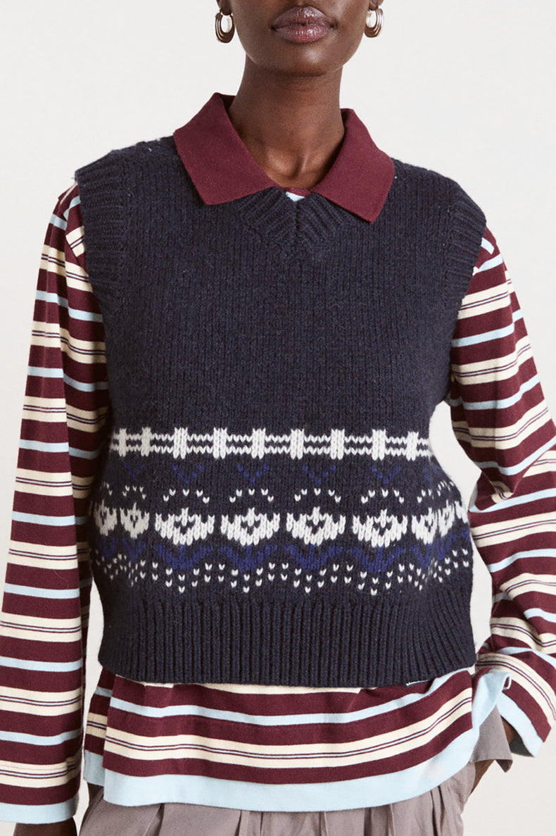 Damson Madder Navy House Rhona Lambswool Tank