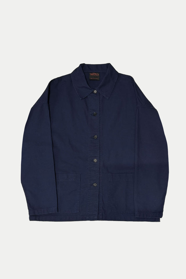 Vetra Navy Weaved Oversized Jacket Womens