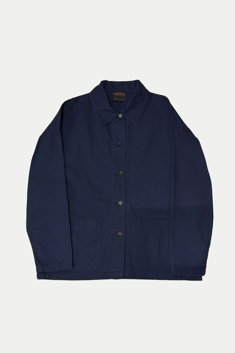 Vetra Navy Weaved Oversized Jacket Womens