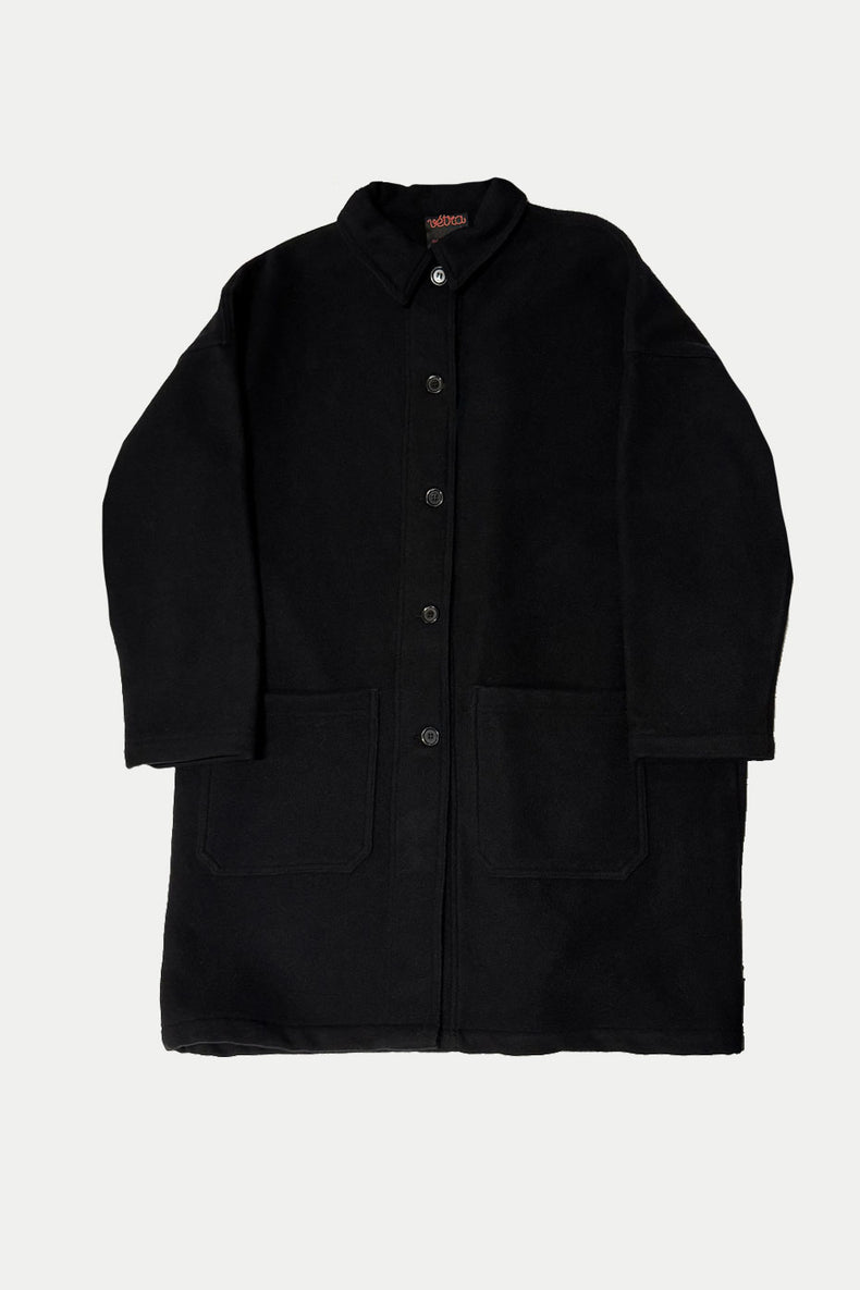 Vetra Navy Soft Melton Weaved Coat Womens