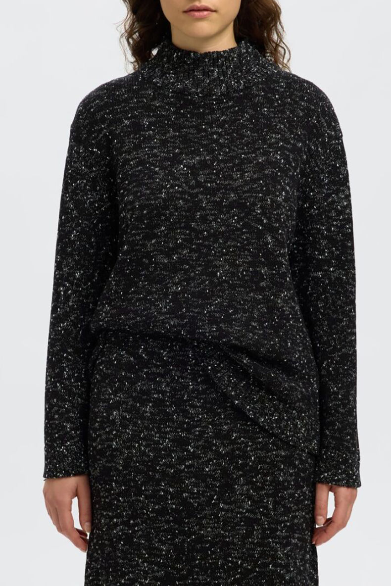 Selected Black Snow White Aria Knit Top