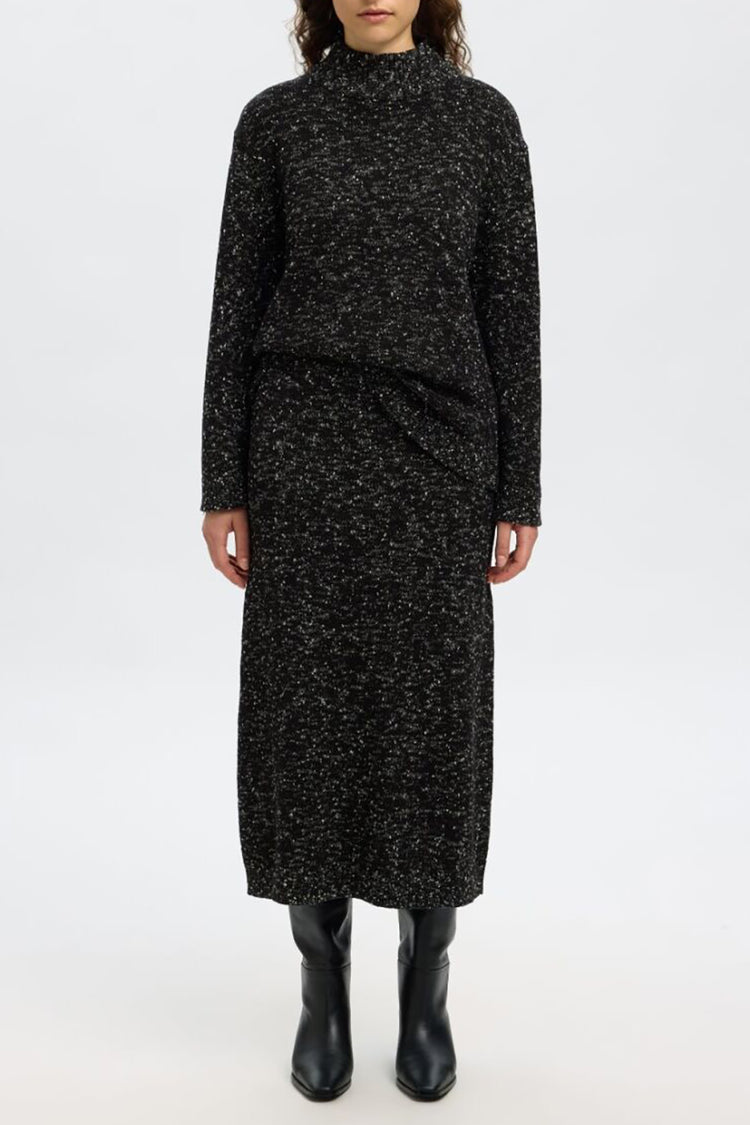 Selected Black Snow White Aria Knit Top