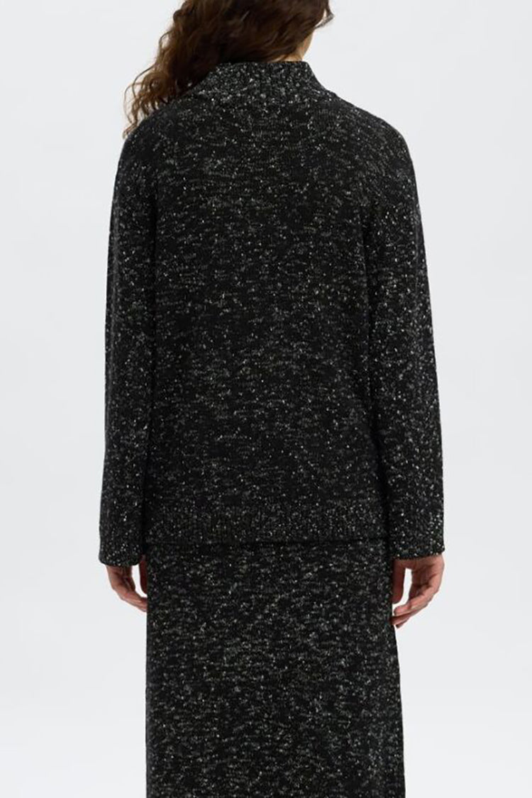 Selected Black Snow White Aria Knit Top