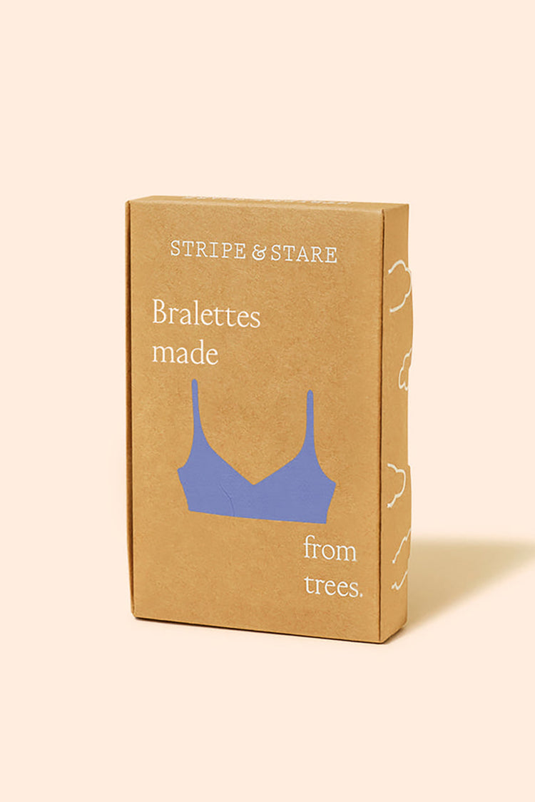 Stripe & Stare Denim Blue & Buttercream Lace Plunge Bra