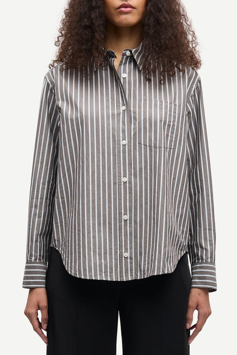 Samsøe Samsøe Brown Stripe Salova Pocket Shirt